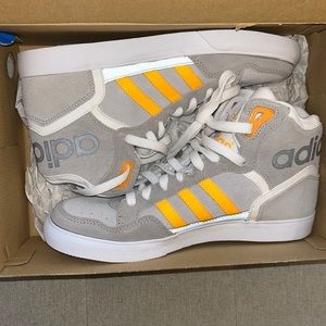 Women’s adidas extaball high top yellow and grey sneakers